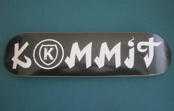 Kommit 7.75 inch black deck white lettering